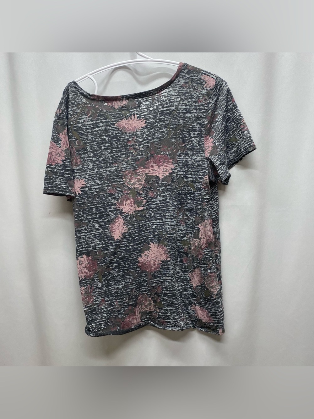 burn out floral dark academia xl shirt short sleeve twist front cottagecore - Picture 2 of 8